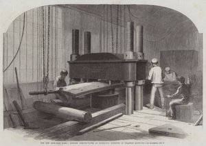 Die neue gepanzerte Flotte, Biegen von Panzerplatten durch hydraulischen Druck in der Werft von Chatham