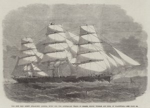 Das neue eiserne Schraubendampfschiff London, gebaut für den australischen Handel von Messers Money Wigram und Sons, in Blackwall