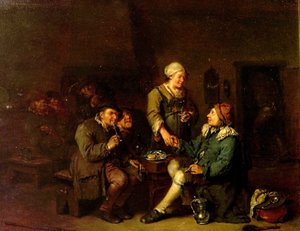Innenraum einer Taverne mit Rauchern