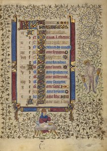 Kalenderseite für Januar; Festmahl; Wassermann