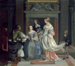 Ein Innenraum mit Damen und Herren beim Kartenspiel von Eglon Hendrick van der Neer