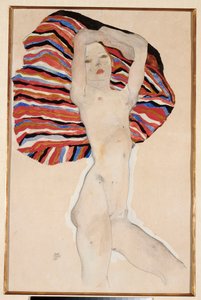 Akt gegen farbiges Material, 1911 von Egon Schiele