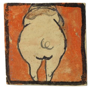 Entwurf für eine Wanddekoration im Atelier Wattmanngasse (Schwein von hinten?) von Egon Schiele