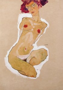 Hockender weiblicher Akt von Egon Schiele