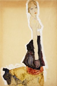 Kniendes Mädchen mit spanischem Rock, 1911