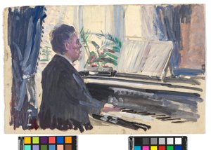 Leopold Czihaczek am Klavier (Skizze) von Egon Schiele