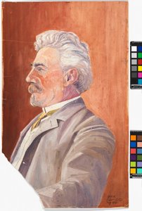 Leopold Czihaczek im Profil vor rotem Hintergrund von Egon Schiele