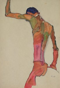 Männlicher Akt mit erhobenem Arm