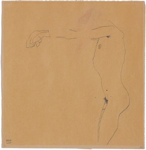 Männlicher Akt mit erhobenen Armen nach links, 1909 von Egon Schiele