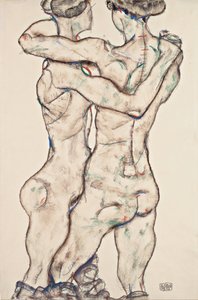 Nackte Mädchen umarmen sich, 1914