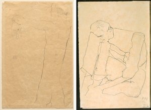 Nackter Mann mit erhobenen Armen (recto) Sitzender Mann (verso)