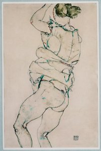 Akt mit erhobenem linken Arm von Egon Schiele