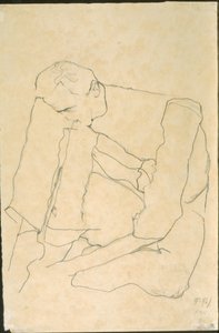 Sitzender Mann (verso) von Egon Schiele