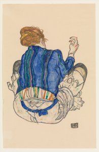 Sitzende Frau, Rückenansicht von Egon Schiele