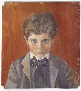 Selbstbildnis vor rotem Hintergrund von Egon Schiele