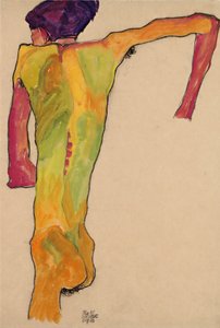 Sich aufstützender Rückenakt von Egon Schiele