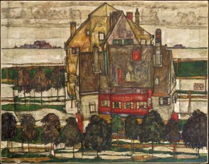 Einzelne Häuser (Häuser mit Berg) 1915 von Egon Schiele