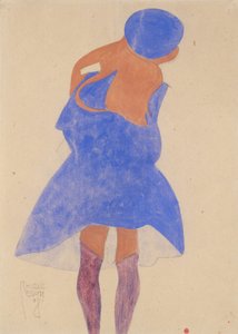 Stehendes Mädchen, Rückansicht von Egon Schiele