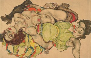 Zwei Mädchen liegen verschlungen, 1915
