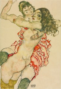 Zwei Frauen umarmen sich von Egon Schiele