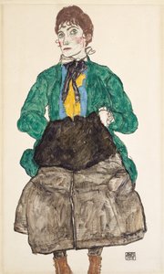 Frau in grüner Bluse mit Muff, 1915