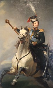 Porträt des Zarewitsch Alexander Nikolajewitsch zu Pferd, 1850er von Egor Botman