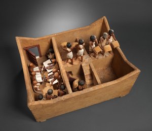 Modell eines Getreidespeichers mit Schreibern aus dem Grab von Meketre, ca. 1981–1975 v. Chr.