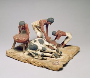 Modell von Metzgern bei der Arbeit, aus dem Grab von Khety, Beni Hasan, Mittleres Reich, ca. 1985-1900 v. Chr.