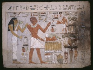 Wandfragment aus dem Grab von Amenemhet und seiner Frau Hemet, Mittleres Reich