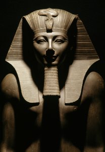 Basaltstatue von Thutmosis III., aus dem Tempel des Amun in Karnak, Ägypten, Ägyptische Zivilisation, Neues Reich, Dynastie XVIII, Detail