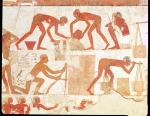 Bau einer Mauer, aus dem Grab von Rekhmire, Wesir von Tuthmosis III und Amenhotep II, Neues Reich von Egyptian 18th Dynasty