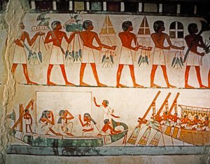 ÄGYPTISCHE KUNST: Wandmalerei im Grab von Nakht in Elwet el-Sheik Abdel Q. von Egyptian 18th Dynasty