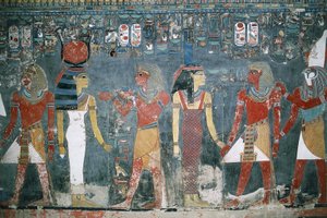 Ägypten, Luxor, Tal der Könige, Grab von Horemheb, Wandmalerei