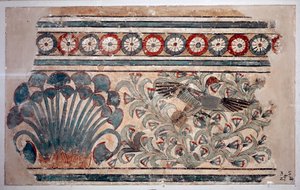 Ägyptische Antiquitäten: Freskenfragment aus dem Palast von Amenophis III. in Malkata
