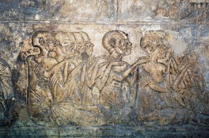 Fremde Gäste überreichen Geschenke an Königin Nofretete, Basrelief aus dem Grab von Merire, Nekropole von Tell el-Amarna, Ägypten, ägyptische Zivilisation, Neues Reich, Dynastie XVIII von Egyptian 18th Dynasty