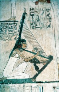 Fresken, die eine Szene eines Begräbnisbanketts mit Harfenspieler darstellen von Egyptian 18th Dynasty