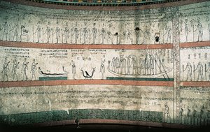 Fresken, die das Buch von Amduat darstellen, Die Reise des Sonnenbootes, an der Westwand der Grabkammer