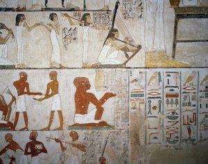 Totenmahl mit Musikerinnen und Musikern (Detail) von Egyptian 18th Dynasty