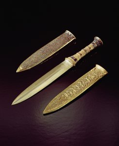 Goldener Dolch und Scheide, aus dem Grab von Tutanchamun (ca. 1370-1352 v. Chr.) Neues Reich