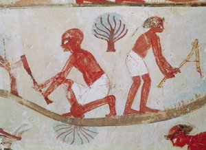 Arbeiter und Holzfäller bei der Arbeit, aus dem Grab von Nakht, Neues Königreich von Egyptian 18th Dynasty
