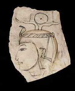 Ostrakon mit Porträt des Pharaos Amenhotep I., verehrter Patron der Handwerker von Deir el Medina