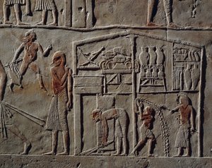 Pavillon für hochrangigen Offizier oder Oberbefehlshaber, Relief, Grab von Haremhab, Sakkara, ägyptische Zivilisation, Neues Reich, Dynastie XVIII