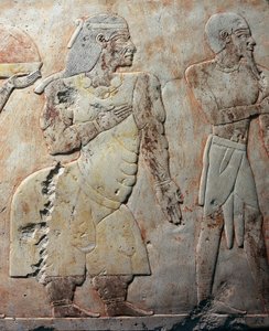 Königin von Punt, Detail der Szene, die die Expedition ins Land Punt darstellt, bemaltes Relief, Kolonnade von Punt, Totentempel von Hatschepsut, Deir el-Bahari, Nekropole von Theben (UNESCO-Welterbeliste)