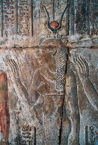 Relief der Hatschepsut als Hathor dargestellt, Totentempel der Hatschepsut, Deir el-Bahri, Luxor, Theben (Unesco-Welterbeliste) von Egyptian 18th Dynasty