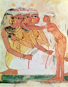 Die Toilette der Frauen, aus dem Grab des Nakht, Neues Reich, ca. 1400 v. Chr. von Egyptian 18th Dynasty
