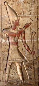 Kunst des alten Ägypten: Flachrelief auf einer Säule des Tempels von Sethos I. (Sety oder Seti I)