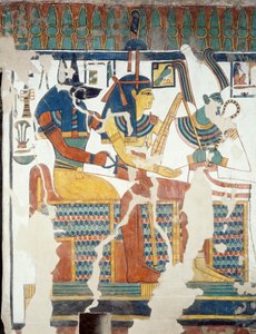 Anubis, Osiris und Nefertari, aus der zweiten Kammer des Grabes von Nefertari (Detail) von Egyptian 19th Dynasty
