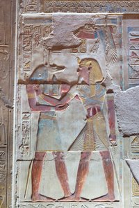 Farbrelief, Tempel von Seti I, Abydos, Ägypten