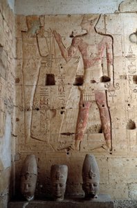 Ägyptische Antiquität: Flachrelief aus dem Tempel von Sethos I. in Abydos, 1318 v. Chr.