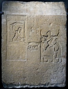 Hormin, Chef des Harems des Königs, belohnt mit Goldketten von Seti I., Kalksteinstele
